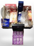 A quantity of boxed and unboxed crystal items including set of six Edinburgh Crystal wine glasses