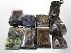 10 various Bandai, Playmates and other figurines including Star Trek, Ben 10,