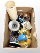 A group of 20th-century Scandinavian lamp bases and pendant light shades.