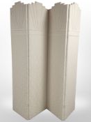 An early 20th century four fold upholstered screen,