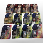 12 Kenner and Hasbro Star Wars figurines, boxed.