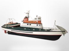 A scale model remote control boat marked 'Adolf Bermphol', length 120cm.