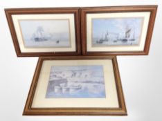 After Joyce Gray : Harbour scene, colour print, 20cm x 28cm, together with two further prints.