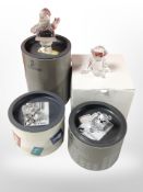 Four boxed Swarovski crystal figures including Santa Claus, monkey, mouse and koala bear.