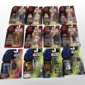 12 Kenner and Hasbro Star Wars figurines, boxed.