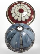 A Tiffany style pendant glass light shade,