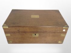 A Victorian oak and brass-mounted writing slope, width 41cm.