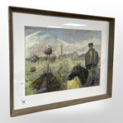 Peter G L Freeman : Miner and Pit Pony, gouache, 40cm x 29cm, signed and framed.