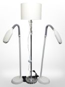 A contemporary standard lamp and a further pair of lamps.