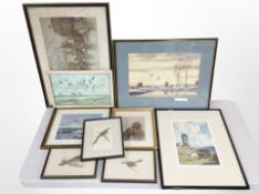 A group of antiquarian and later pictures and prints including 19th-century hand-coloured