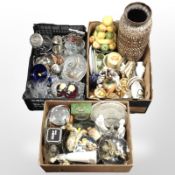 A collection of 20th-century glass wares, dinner wares, West German pottery vase, figurines,