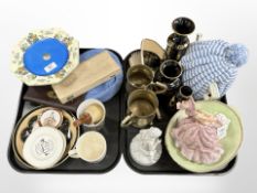 A mixed lot of ceramics including Maling, Royal Doulton figurine Buttercup, metal wares,