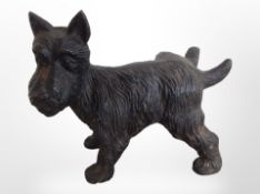 A cast-iron figure of a Scottie dog, length 19cm.