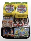 A group of trading cards to include Pokémon, The Avengers.