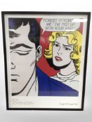 A Roy Lichtenstein colour print, overall 79cm x 64cm.