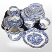 35 pieces of Spode Italian blue and white tea and dinner china.