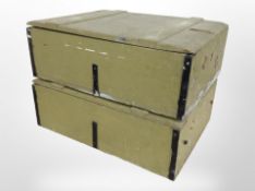 Two 19th century painted pine lidded crates,