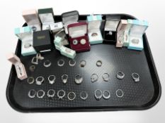 A collection of dress rings including many silver examples,