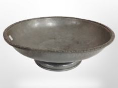 A Liberty & Co Tudric English hammered pewter pedestal bowl, diameter 25cm.