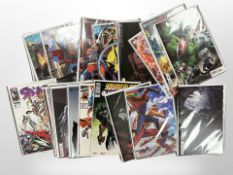 A group of contemporary Marvel DC and Image comics, Thor, The Immortal Hulk, Batman,