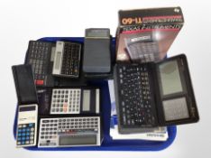 A group of calculators including Sinclair, Texas instruments, Sharp, etc.