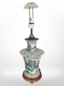 A 20th-century Chinese porcelain vase converted to a table lamp,