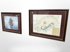 Lewis W Thomson : Study of a tall ship, watercolour, 48cm x 39cm,