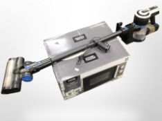 A George Home microwave in box, and a Vytronix stick vacuum cleaner.