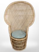 A wicker Peacock chair,