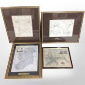 An early 19th century engraved and hand coloured map of Newcastle upon Tyne & Gateshead,