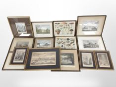 A group of 19th-century stipple monochrome and hand-coloured engravings including scenes of