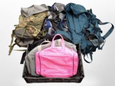 A group of modern rucksacks.