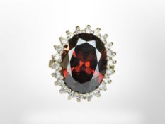 A 9ct gold synthetic garnet cluster ring, size Q CONDITION REPORT: 9.