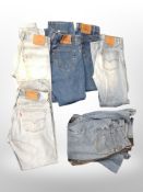 A quantity of vintage Levi Strauss denim jeans.