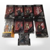 Nine Hasbro Disney Star Wars The Black Series figurines, boxed.