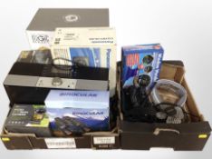 A group of home electricals including dash camera, Hi-Fi, food processor,