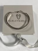 A silver flat-link bracelet, length 19cm, together with a Hurley Burley bangle in box.