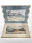 J Pennington (late 19th/20th century) : A hay cart being pulled by two horses, watercolour,