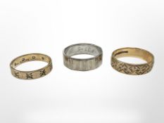 Three 9ct gold band rings CONDITION REPORT: 8.
