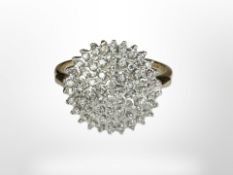 A 9ct gold diamond cluster ring, size O CONDITION REPORT: 3.