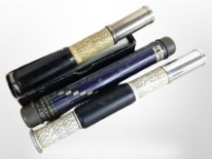 Two 20th-century chrome telescopic slide rules,