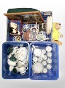 An Italian white porcelain tea set, a further Denby green wheat pottery tea set,