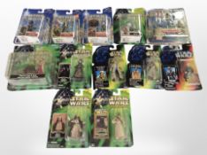 12 Hasbro Star Wars figurines including The Phantom Menace, Return of the Jedi, etc., boxed.