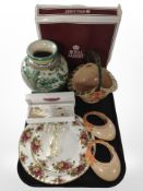 A group of ceramics including pair of Burleigh ware Art Deco ceramic wall pockets and further