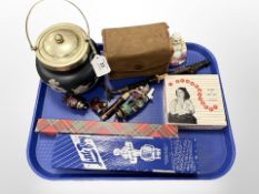 A Victorian Tunstall biscuit barrel, together with boxed Brownie camera, Austrian pipe,