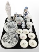 A group of Danish wall plates, Royal Copenhagen shallow dishes, figurines, etc.