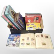 A group of vintage Danish children's books, board games, etc.