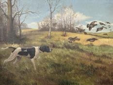 Martin Larson : An English pointer on a hillside, oil on canvas, 119cm x 84cm.