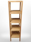 A five-tier open shelf.