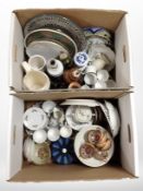 A quantity of continental and oriental export tea and coffee china, glazed earthenware chargers,